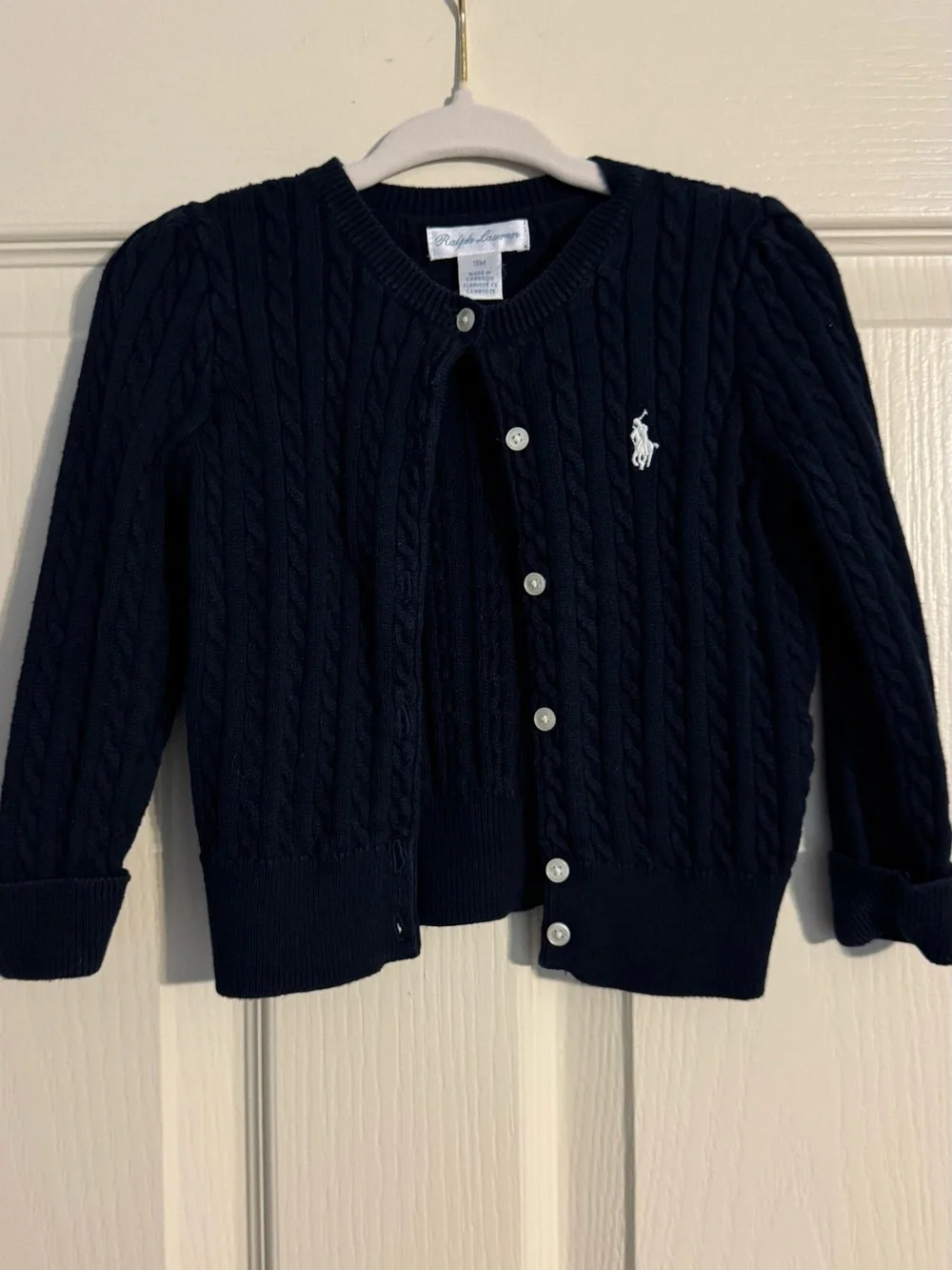 Ralph Lauren Toddler Girls' Navy Cable-Knit Cardigan